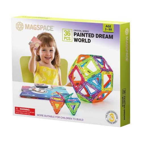 MAGSPACE 36PCS Magnetic Building Blocks DIY Construction Educational Toy for Children - Painted Dream World - Toytexx MAGSPACE 36PCS Magnetic Building Blocks DIY Construction Educational Toy for Children - Painted Dream World - Toytexx